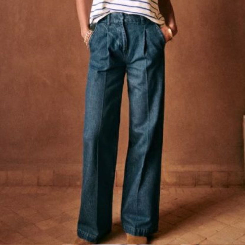 NWT Sézane Rodriguo Denim Trousers Jeans in Blue Denim - Sz 34 FR, 2 US